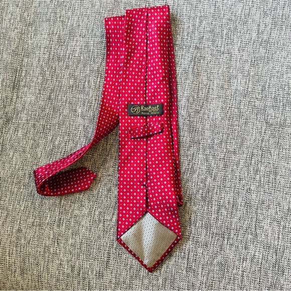 Raphael Roma Milano mens tie red 100% silk business formal wear holiday - Picture 3 of 10